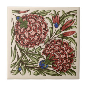 Azulejo Flor de Cravo Antigo Rústico De Morgan Art