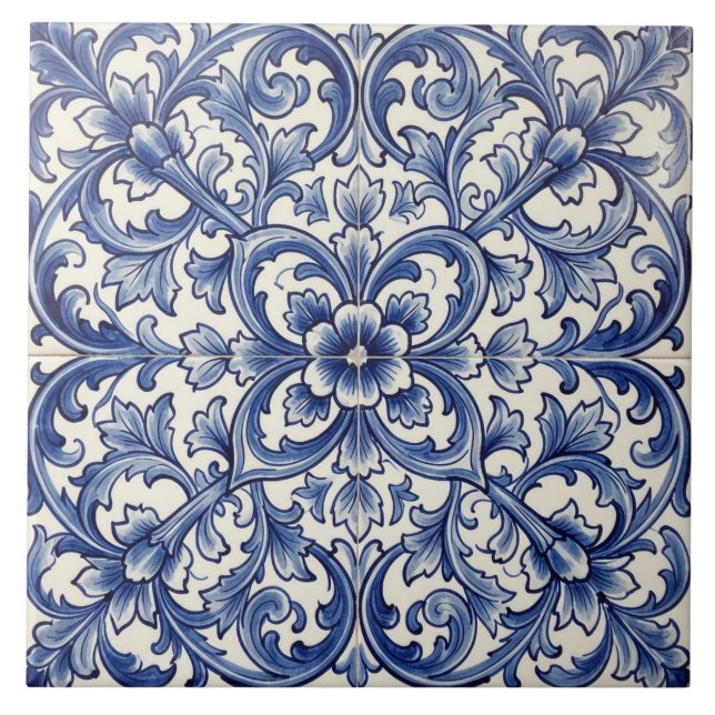 azulejo flor de porto azul (Frente)