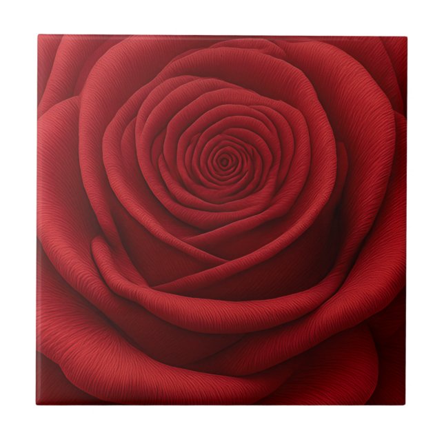Azulejo - Flor de Rosa Vermelha (Frente)
