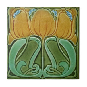 Azulejo - Floral Art Nouveau Amarelo