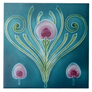 Azulejo Floral Art Nouveau Antigo