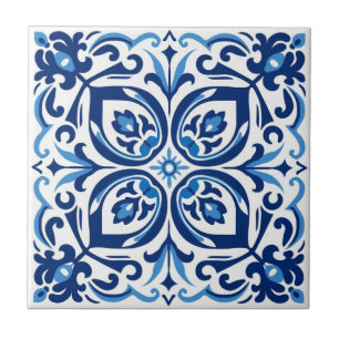 Azulejo Floral Azul/Branco - Azulejo