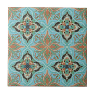 Azulejo Floral Azul Marroquino Aquarela