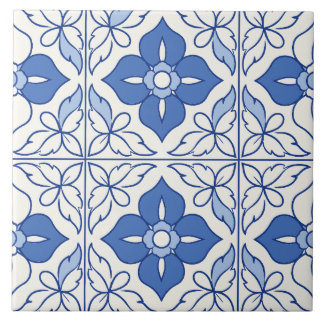 Azulejo Floral Azul Português Azulejo em Malha