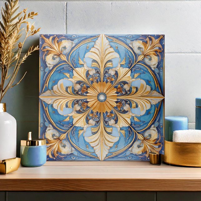 Azulejo Floral Barroco Pat#18 Sky Blue ID1078 (Criador carregado)