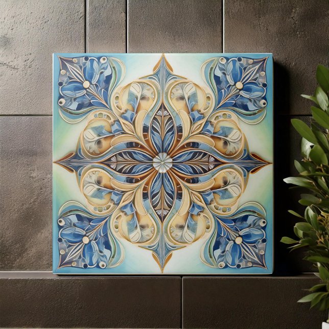Azulejo Floral Barroco Pat#20 Blue Green ID1078 (Criador carregado)