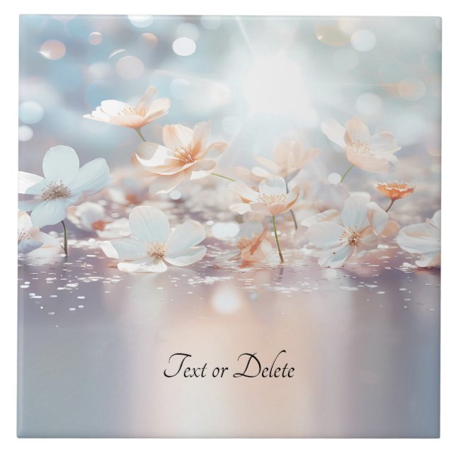 Azulejo Floral Cerâmico de Pêssego Branco (Frente)