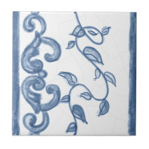 Azulejo floral da beira de Delft