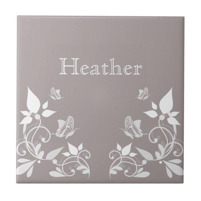 Azulejo Floral da Borboleta de Marfim (Frente)