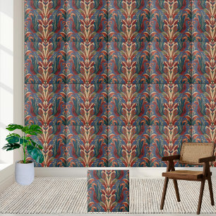 Azulejo Floral de Cor damasco - Estilo Escandinavo