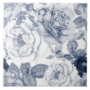 Azulejo floral do teste padrão do vintage branco