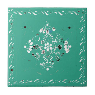 Azulejo floral do verde 2 indianos do estilo