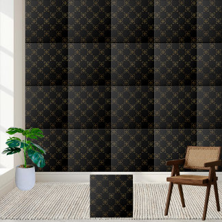 Azulejo Floral Elegante Black e Dourado Art Deco