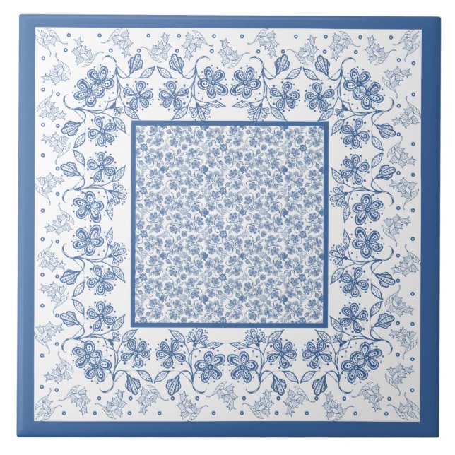 Azulejo floral feito sob encomenda da beira do (Frente)