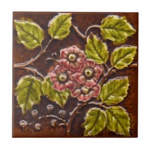 Azulejo Floral Majolica Vitoriano Antiquado Repro