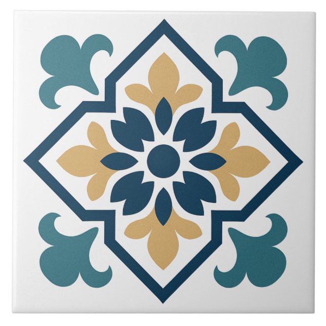 Azulejo Floral Mediterrâneo Vintage (Frente)