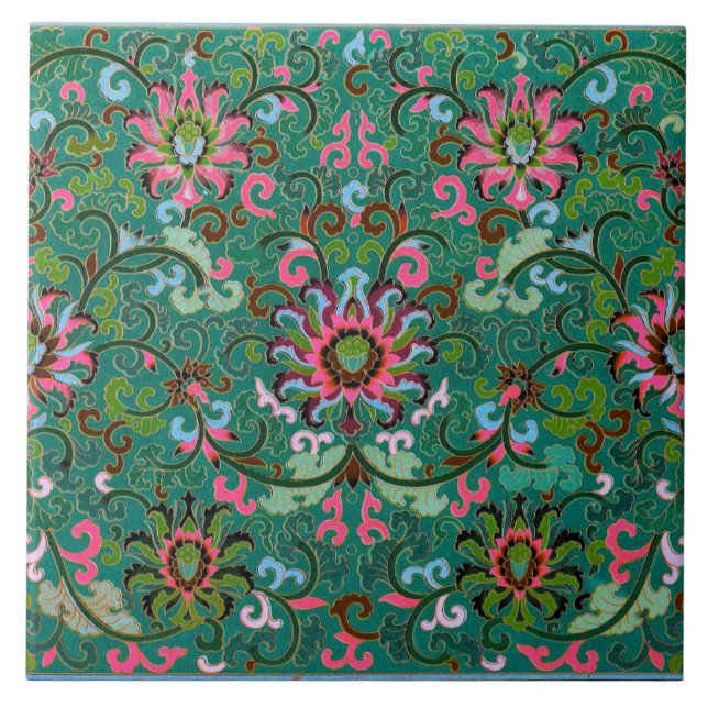 Azulejo floral oriental antigo (Frente)
