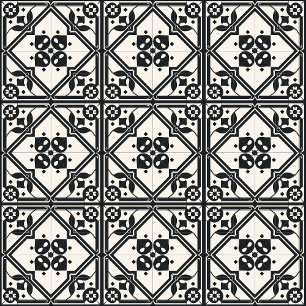Azulejo Floral Preto e Branco Vintage