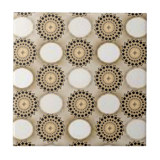 Azulejo Floral Redondo Bege (Frente)