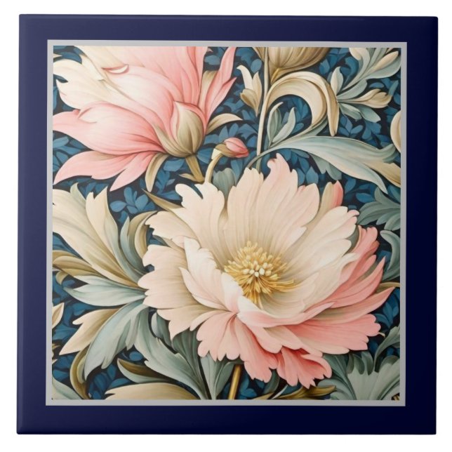 Azulejo - Floral Rosa Art Nouveau (Frente)