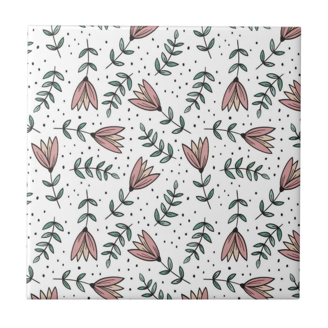 Azulejo Floral Rosa Flores (Frente)