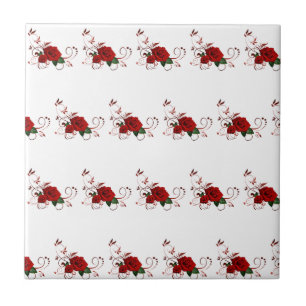 Azulejo Floral Rosa Vermelha