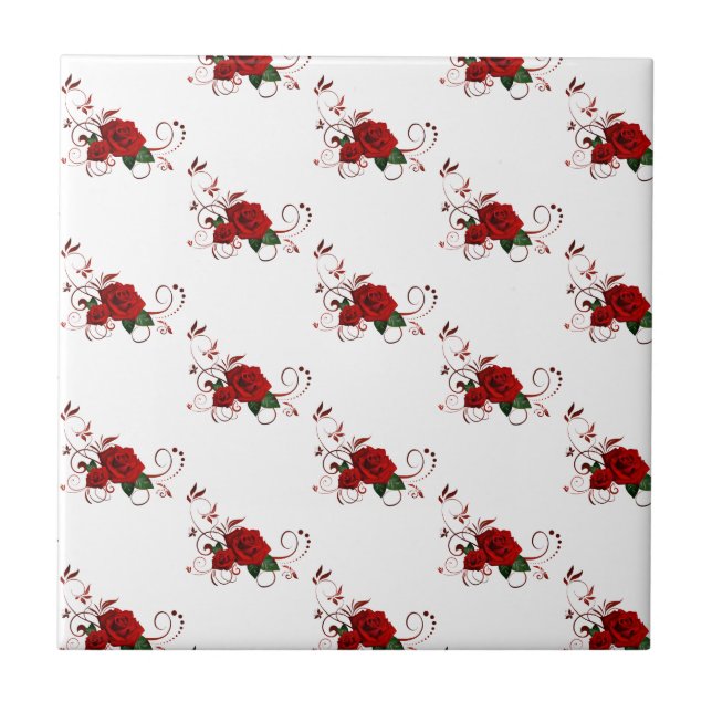 Azulejo Floral Rosa Vermelha (Frente)