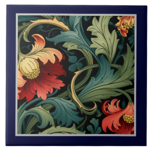 Azulejo - Floral Vermelho Art Nouveau