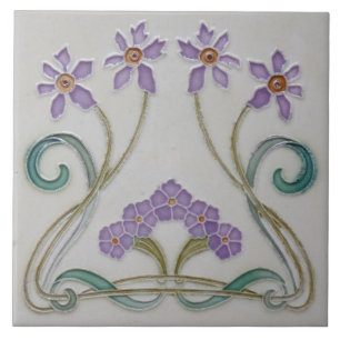 Azulejo - Flores de Lilás Art Nouveau