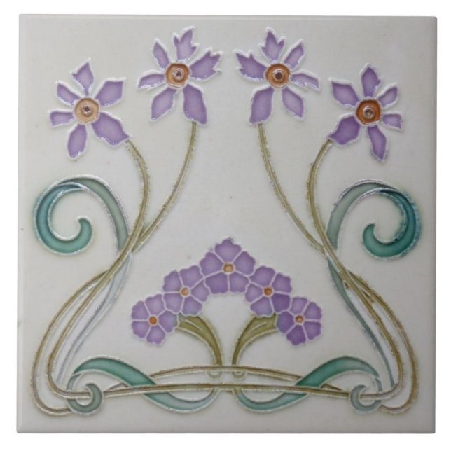Azulejo - Flores de Lilás Art Nouveau (Frente)