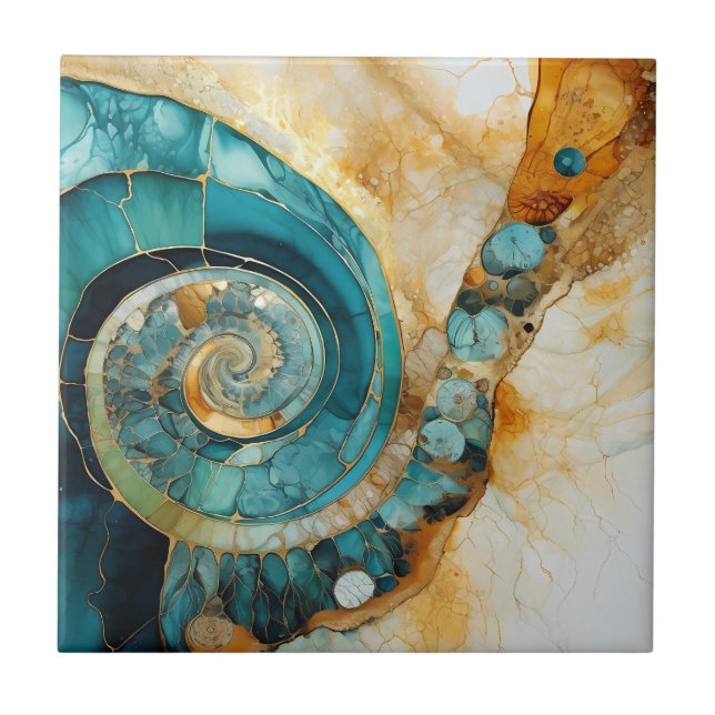Azulejo Fóssil Ammonite Gem (Frente)