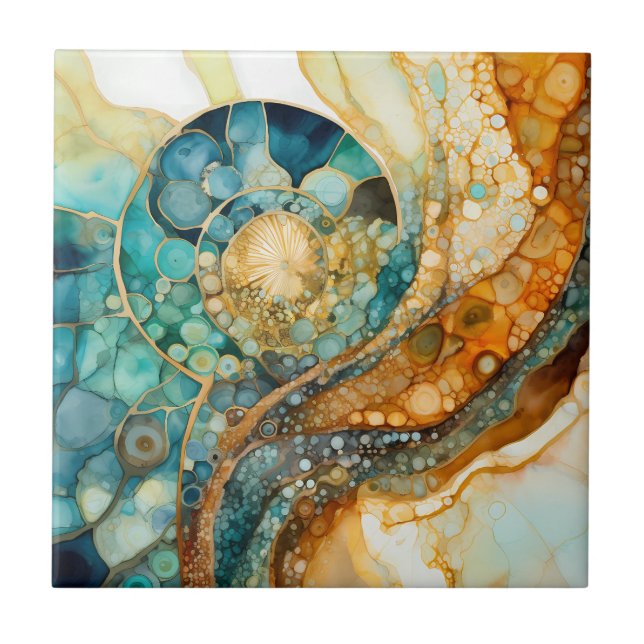 Azulejo Fóssil Ammonite Gem (Frente)