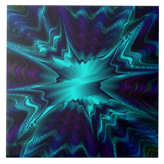Azulejo Fractal Azul Cobalto (Frente)