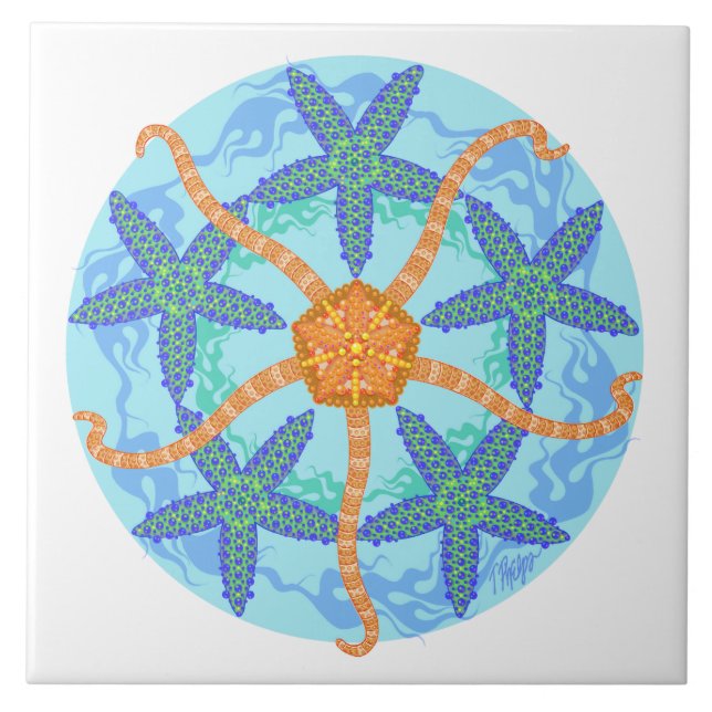 Azulejo frágil da mandala da estrela do mar (Frente)
