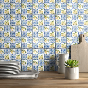 Azulejo Francês de Campo Padrão de Limão em Azul