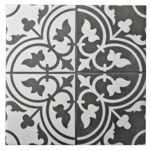 Azulejo Francês - Tulipas Pretas e Brancas