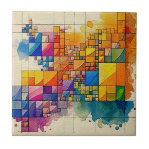 Azulejo Geométrico Cerâmico, Pequeno (4,25" x 4,25