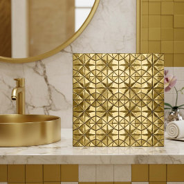 Azulejo Geométrico de Estrela em Ouro Antigo #8 ID