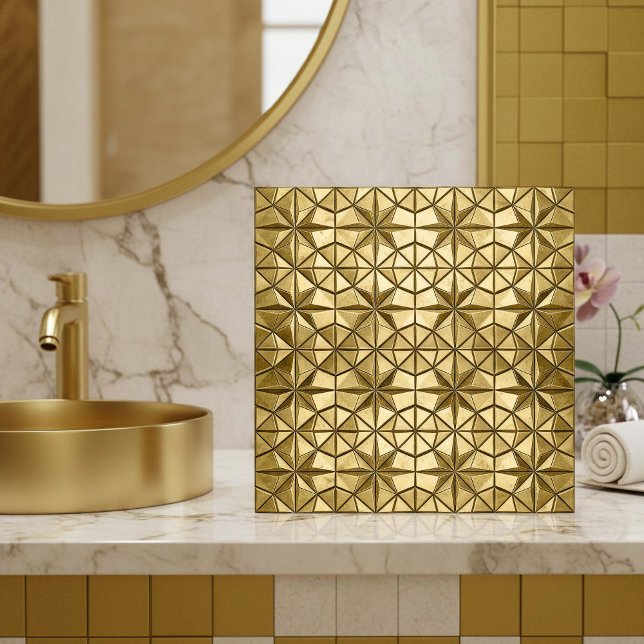 Azulejo Geométrico de Estrela em Ouro Antigo #8 ID (Criador carregado)