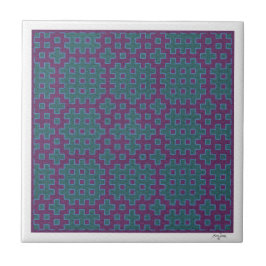 azulejo geométrico hitomezashi roxo e teal