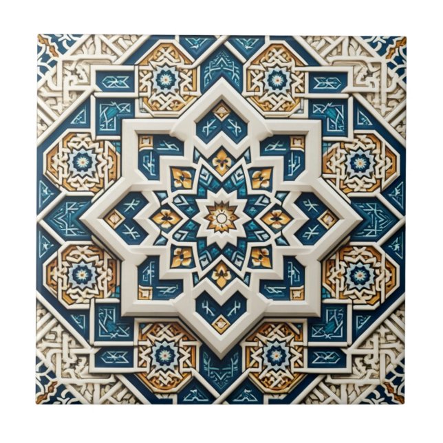 Azulejo Geométrico Islâmico Itriciado - Tendências (Frente)