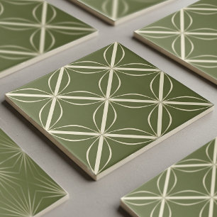 Azulejo Geométrico Moderno de 2 Cores #27 Verde Ol