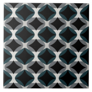 Azulejo Geométrico Moderno - Padrão Preto e Cinza
