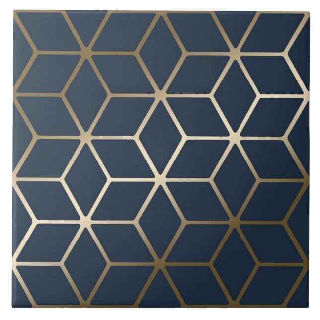 Azulejo - Geométrico Prata e Azul/Cinza (Frente)