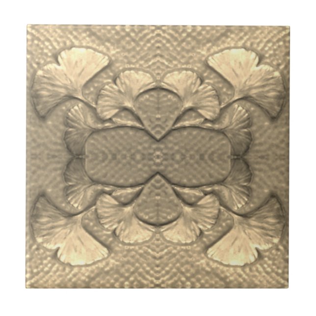 Azulejo Gingko Cerâmico ouro (Frente)