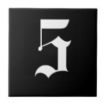 Azulejo gótico do número da casa - branco no preto<br><div class="desc">Azulejo gótico do número da casa - branco no preto</div>