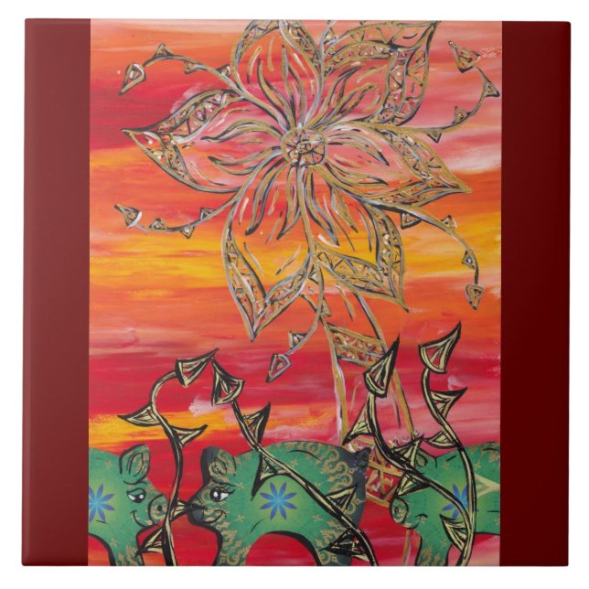 Azulejo Groovy dos porcos (Frente)