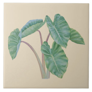 Azulejo havaiano tropical da aguarela do Taro