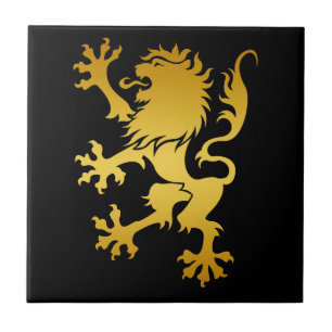Azulejo heráldico dourado do leão