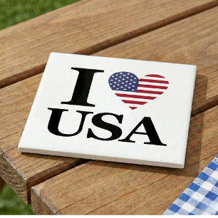 Azulejo Icônico "I ❤️ USA" Cerâmico
